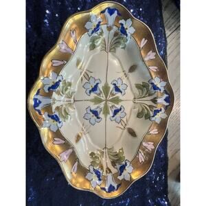 Vintage Nippon Handpainted Floral Bowl Gold Gilding Antique Beautiful Porcelain